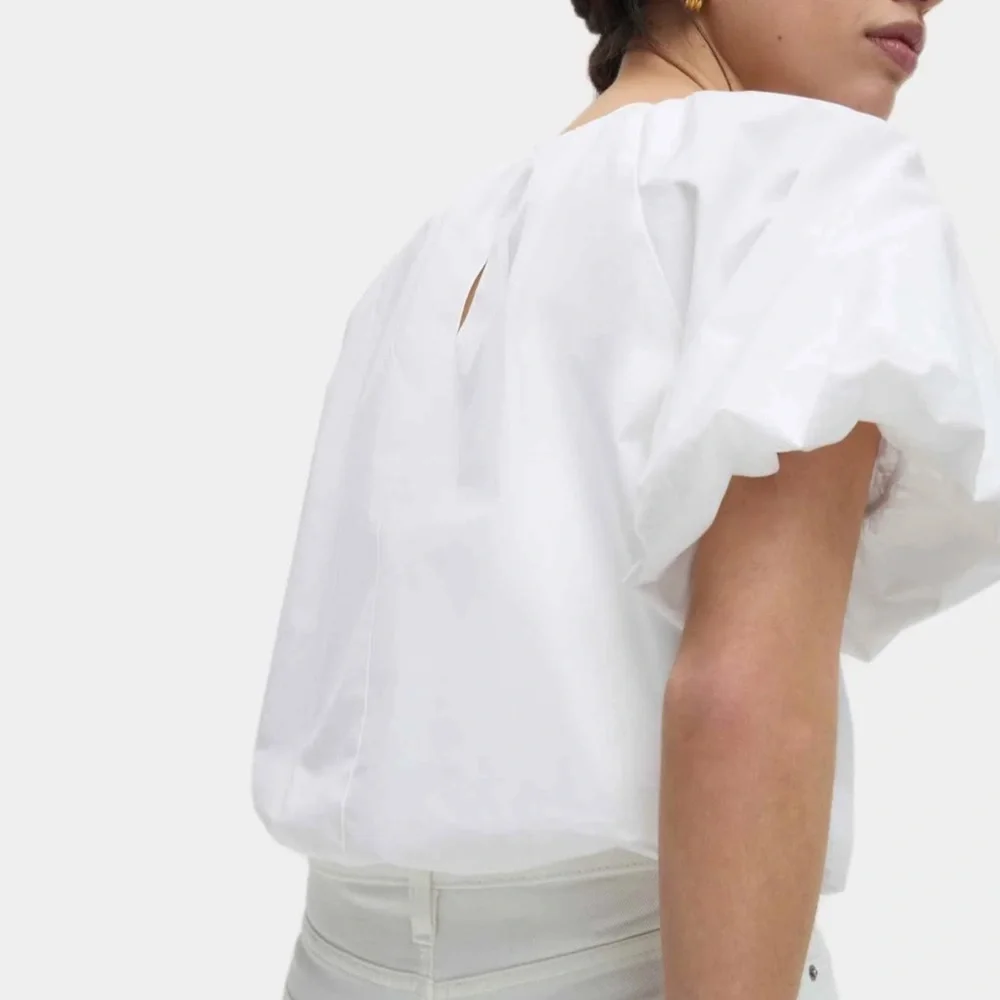 H&M Bubble Hem Puff Sleeve - Blouse - white - Picture 7 of 10